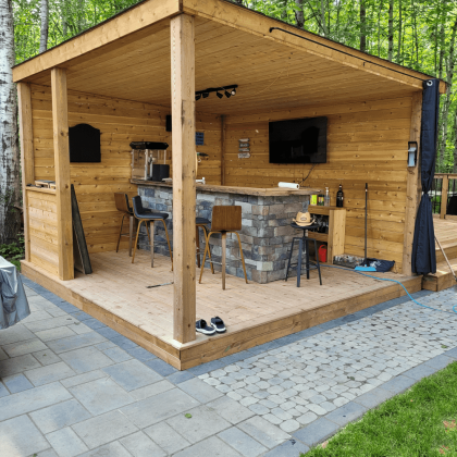 Enclosed pressure-treated outdoor bar oasis in Ottawa Valley