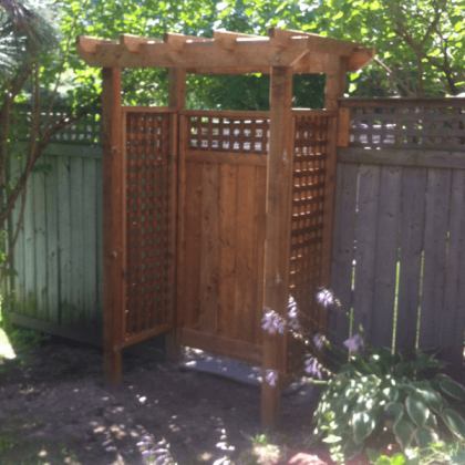 Pressure-treated gabled gate in Kanata