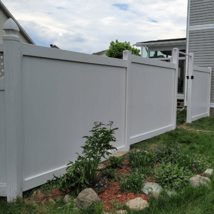 White PVC privacy fence in Stittsville